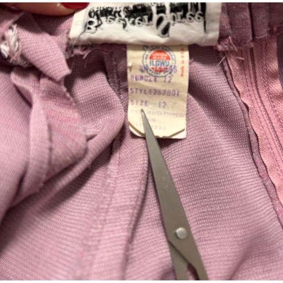 70s Bleeker Street Dress Size Large Pink Wide Collar Long Balloon Sleeve Belt - Picture 5 of 12